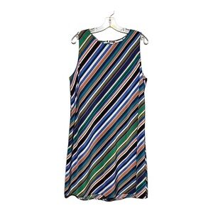 Halogen Multicolor Striped Trapeze Tank Dress Women’s Size XL